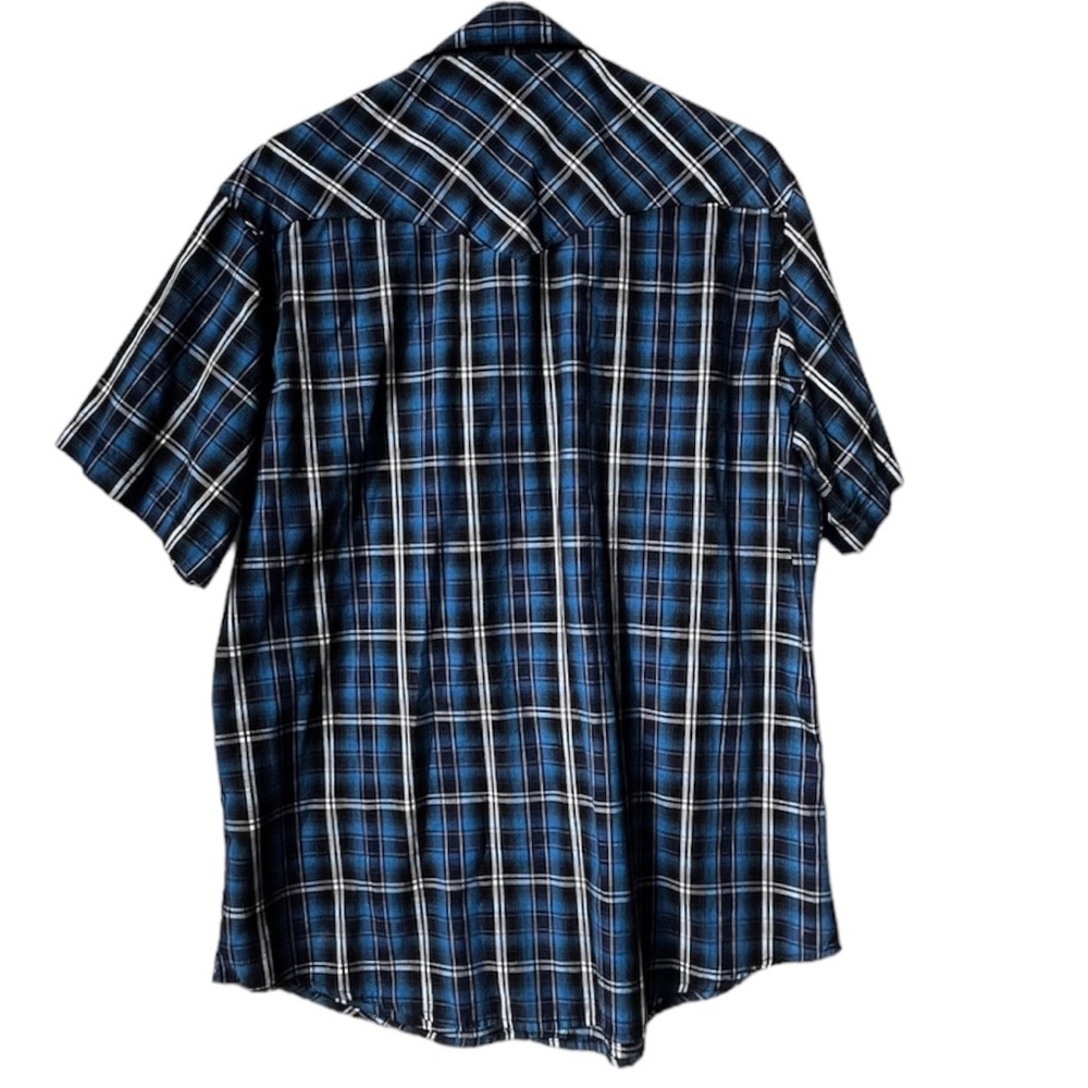 Wrangler Western Wear Short Sleeve Snap Closure Plaid Shirt L - Picture 2 of 5